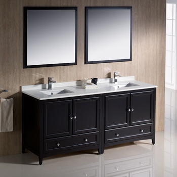 Fresca Oxford 72" Espresso Traditional Double Sink Bathroom Vanity - FVN20-3636ES