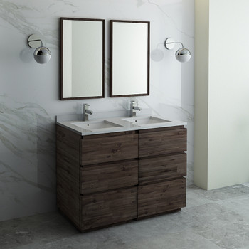 Fresca Formosa 48" Floor Standing Double Sink Modern Bathroom Vanity W/ Mirrors - FVN31-2424ACA-FC