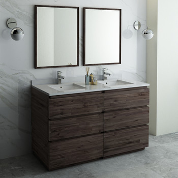 Fresca Formosa 60" Floor Standing Double Sink Modern Bathroom Vanity W/ Mirrors - FVN31-3030ACA-FC