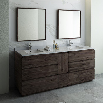Fresca Formosa 84" Floor Standing Double Sink Modern Bathroom Vanity W/ Mirrors - FVN31-361236ACA-FC