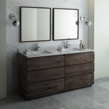 Fresca Formosa 72" Floor Standing Double Sink Modern Bathroom Vanity W/ Mirrors - FVN31-3636ACA-FC