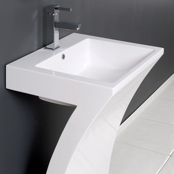 Fresca Quadro 23" White Pedestal Sink W/ Medicine Cabinet - Modern Bathroom Vanity - FVN5024WH