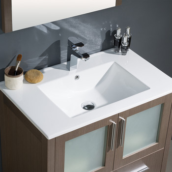 Fresca Torino 30" Gray Oak Modern Bathroom Vanity W/ Integrated Sink - FVN6230GO-UNS