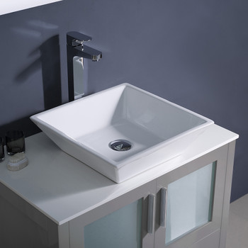 Fresca Torino 30" Gray Modern Bathroom Vanity W/ Vessel Sink - FVN6230GR-VSL