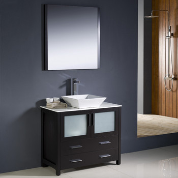 Fresca Torino 36" Espresso Modern Bathroom Vanity W/ Vessel Sink - FVN6236ES-VSL