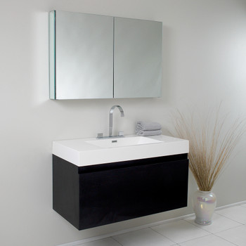 Fresca Mezzo 39" Black Modern Bathroom Vanity W/ Medicine Cabinet - FVN8010BW