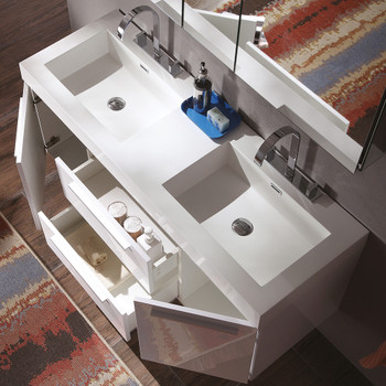 Fresca Opulento 54" White Modern Double Sink Bathroom Vanity W/ Medicine Cabinet - FVN8013WH