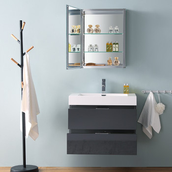 Fresca Valencia 30" Dark Slate Gray Wall Hung Modern Bathroom Vanity W/ Medicine Cabinet - FVN8330GG