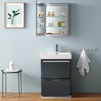 Fresca Valencia 24" Dark Slate Gray Free Standing Modern Bathroom Vanity W/ Medicine Cabinet - FVN8424GG