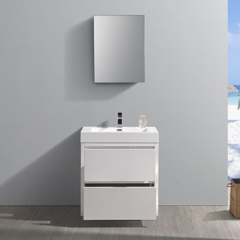 Fresca Valencia 30" Glossy White Free Standing Modern Bathroom Vanity W/ Medicine Cabinet - FVN8430WH