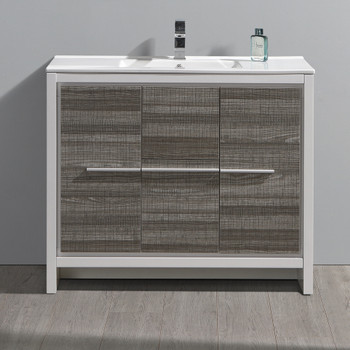 Fresca Allier Rio 40" Ash Gray Modern Bathroom Cabinet W/ Sink - FCB8140HA-I