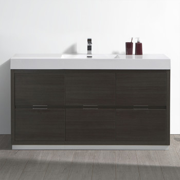 Fresca Valencia 60" Gray Oak Free Standing Modern Bathroom Vanity - FCB8460GO-I