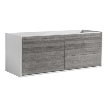 Fresca Catania 60" Glossy Ash Gray Wall Hung Double Sink Modern Bathroom Cabinet - FCB9260HA-D