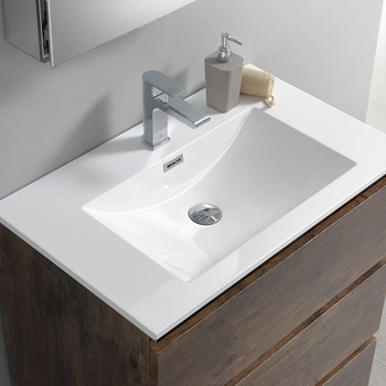 Fresca Lazzaro 30" Rosewood Free Standing Modern Bathroom Cabinet W/ Integrated Sink - FCB9330RW-I