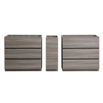 Fresca Lazzaro 84" Gray Wood Free Standing Double Sink Modern Bathroom Cabinet - FCB93-361236MGO-D