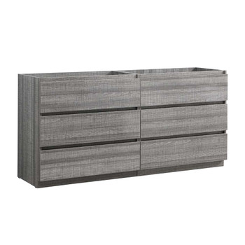 Fresca Lazzaro 72" Glossy Ash Gray Free Standing Double Sink Modern Bathroom Cabinet - FCB93-3636HA-D