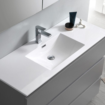 Fresca Lazzaro 48" Gray Free Standing Modern Bathroom Cabinet W/ Integrated Sink - FCB9348GR-I