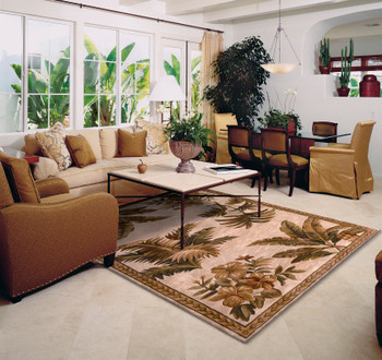 KAS Rugs Sparta 3133 Ivory Tropical Oasis Hand-tufted Area Rugs