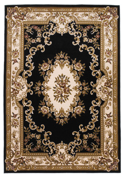 KAS Rugs Corinthian 5310 Black/ivory Aubusson Machine-made Area Rugs