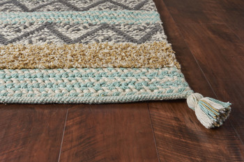 KAS Rugs Hang Ten Malibu 853 Turquoise Hermosa Beach Hand-woven Area Rugs