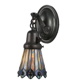 Meyda 4"w Tiffany Jeweled Peacock Wall Sconce - 106004