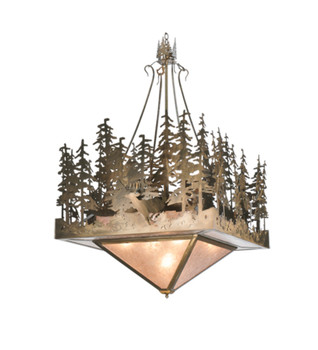 Meyda 40"sq Deer At Lake Inverted Pendant - 106655