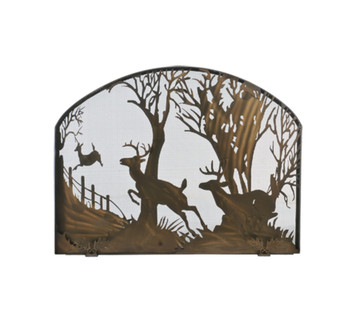 Meyda 39.5"w X 30"h Deer On The Loose Arched Fireplace Screen - 107759