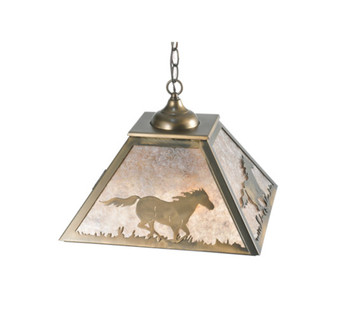 Meyda 16"sq Wild Horses Pendant - 109563