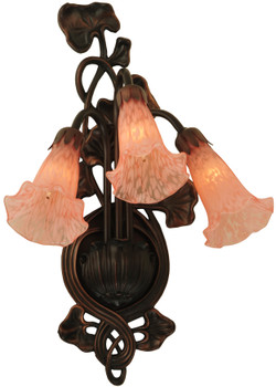 Meyda 10.5"w Pink Pond Lily 3 Lt Wall Sconce - 11246