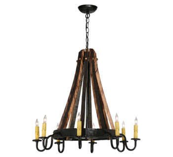 Meyda 27"w Barrel Stave Madera 8 Lt Chandelier - 113361