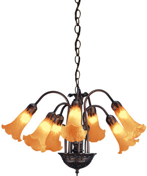 Meyda 20"w Amber Pond Lily 7 Lt Chandelier - 11601