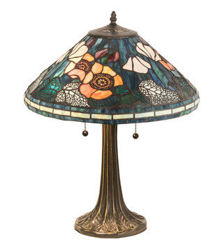 Meyda 21.5"h Tiffany Poppy Cone Table Lamp - 119554