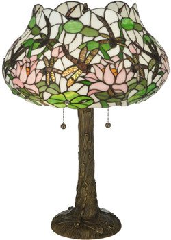 Meyda 22.5"h Dragonfly Flower Table Lamp - 125091