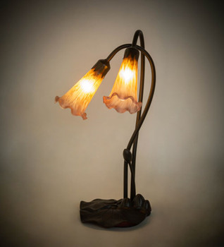 Meyda 16"h Amber/purple Pond Lily 2 Lt Accent Lamp - 13008