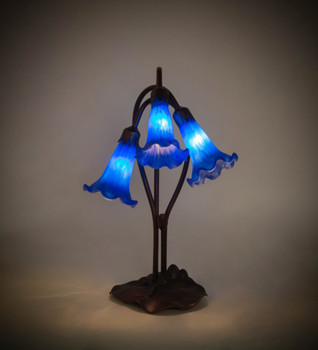 Meyda 16"h Blue Pond Lily 3 Lt Accent Lamp - 13746