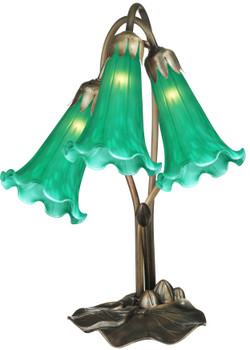 Meyda 16"h Green Pond Lily 3 Lt Accent Lamp - 14150