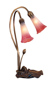 Meyda 16"h Pink/white Pond Lily 2 Lt Accent Lamp - 14170