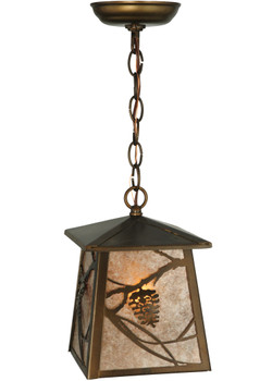 Meyda 7"sq Whispering Pines Lantern Pendant - 142751