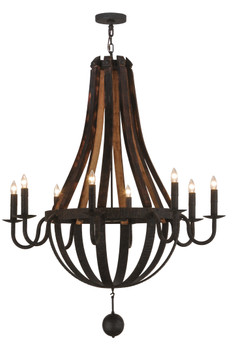 Meyda 45"w Barrel Stave Madera 8 Lt Chandelier - 143730