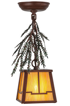 Meyda 5.5"sq Pine Branch Valley View Mini Pendant - 145280