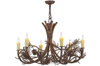 Meyda 36"w Woodland Pine 6 Lt Chandelier - 152840