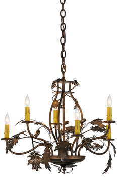 Meyda 28"w Oak Leaf & Acorn 6 Lt Chandelier - 158572