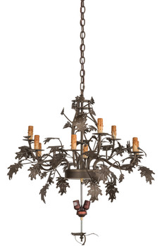 Meyda 28"w Greenbriar Oak 9 Arm Chandelier Hardware - 158684