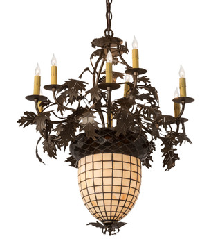 Meyda 28"w Greenbriar Oak 9 Arm Chandelier - 158685