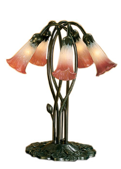 Meyda 16.5"h Pink/white Pond Lily 5 Lt Accent Lamp - 16012
