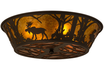 Meyda 22"w Moose At Dawn Flushmount - 162067