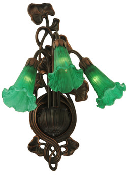 Meyda 10.5"w Green Pond Lily 3 Lt Wall Sconce - 17537