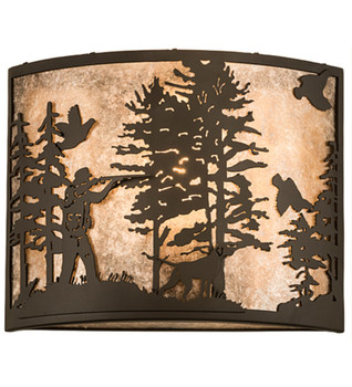 Meyda 14"w Quail Hunter W/dog Wall Sconce - 185804