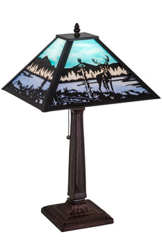 Meyda 22"h Deer At Lake Table Lamp - 187219