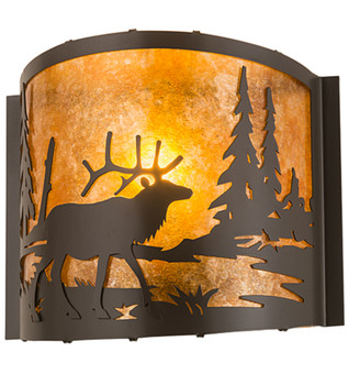 Meyda 12"w Elk At Lake Wall Sconce - 190525